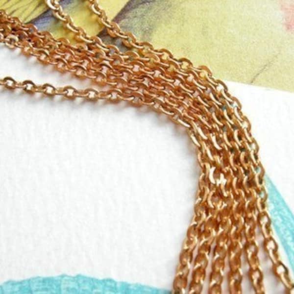 Vintage Raw Brass Flattened Cable Chain Necklaces (4X) (16 inches) (C565-A)