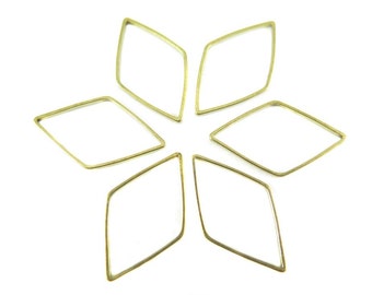 Raw Brass Diamond Shape Wire Charms (24x) (K201-A)
