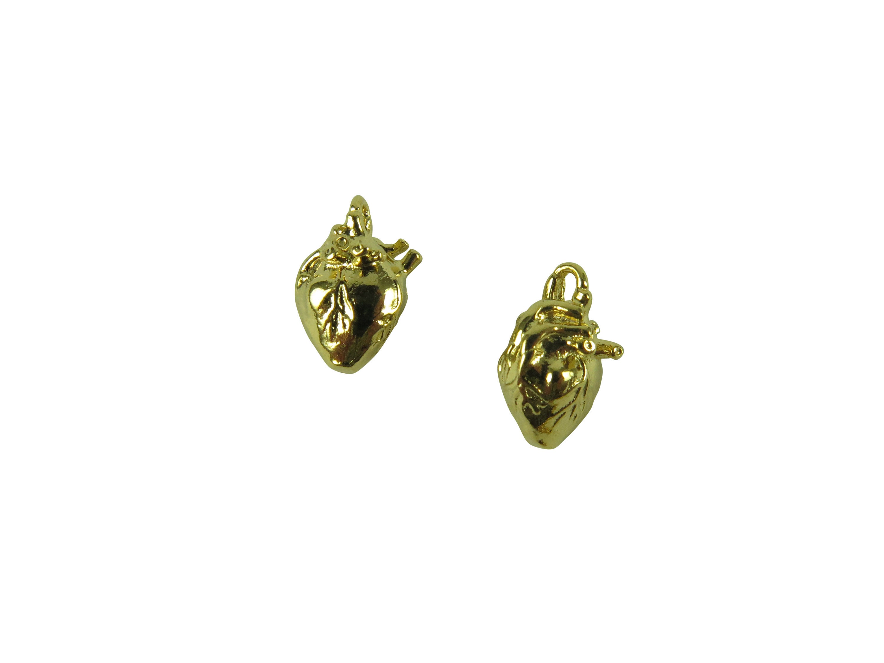 Tiny 3D Anatomical Human Heart Charms - Gold Plated - (4X) (K655-C) - Etsy