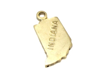 Engraved - Tiny Raw Brass Indiana State Charms (6X) (A413-A)