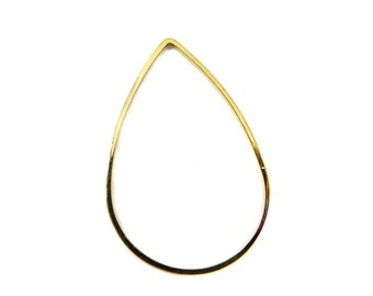 Large Gold Plated Teardrop Shape Wire Charms (6x) (K227-C)
