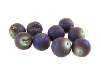 Purple Titanium Electroplated Quartz Beads - (NS551) (6x)