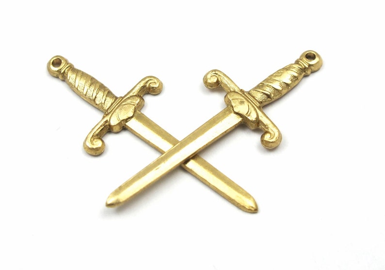 Brass Sword Charms 2X M656 Etsy