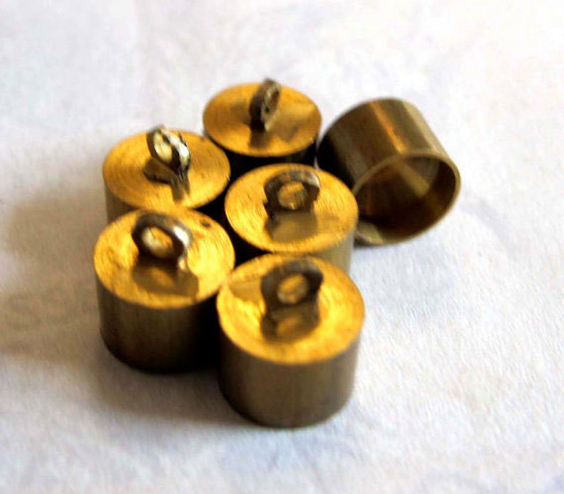 Vintage Antiqued Raw Brass End Cap Findings 12X F567 image 3