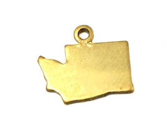 Blank - Tiny Raw Brass Washington State Charms (6X) (A446-1 )