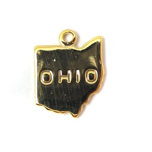 Engraved Tiny Gold Plated on Raw Brass Ohio State Charms 2X A434-C image 3