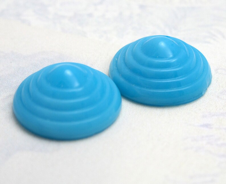 3 SEtS LEFT Vintage Glass Round Blue Cabochons 4X CB519 image 4