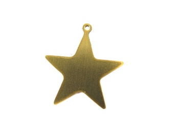 Brass Star Engraving Charms (8X) (M873)