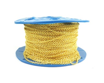 Glänzende Vergoldete Messing Kabelkette (3 Meter) (C918-J)