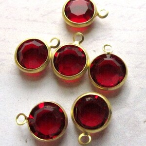 Vintage Light Siam Red Swarovski Rhinestone Crystal Channel Charms 12mm 6X S524 image 2