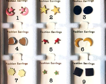 Vintage Enamel Stud Earring Collection - You Choose - 1 Pair (J502)