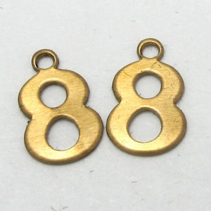 Raw Brass Number 8 Charms 10X A535 image 4