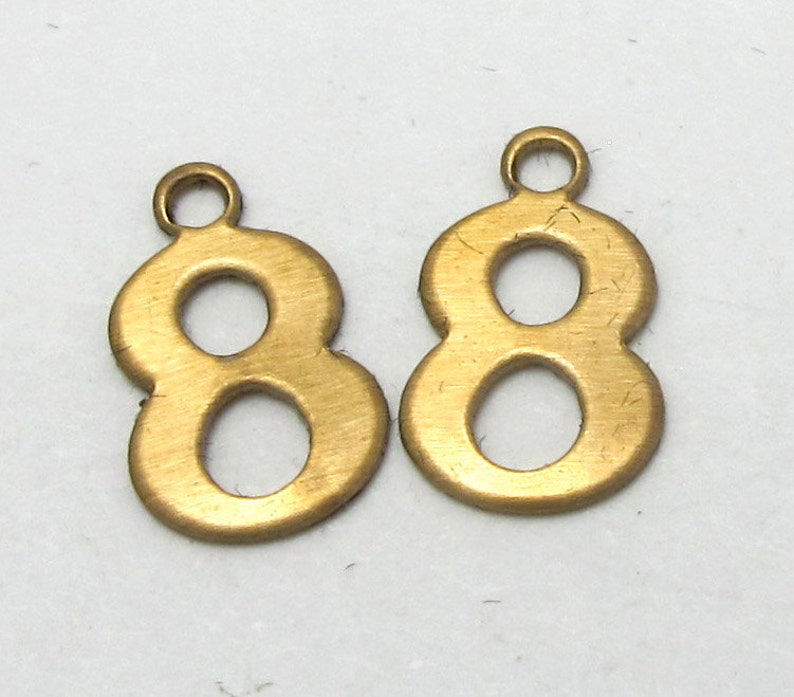 Raw Brass Number 8 Charms 10X A535 image 4