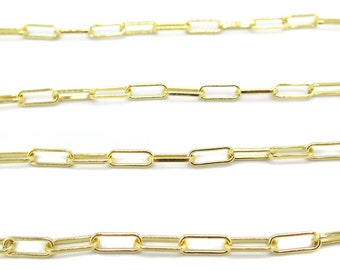 Gold Plated Long Oval Cable Chain ~ 10mm X 3.5mm (2 feet) (C925-C)