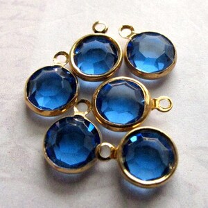 Vintage Sapphire Blue Swarovski Rhinestone Crystal Channel Charms 12mm 6X S523 image 1