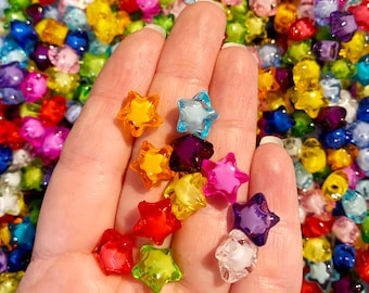 Small Rainbow Plastic Star Beads (72x) (B628)