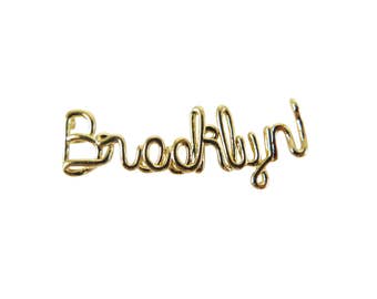 Gold Plated Brooklyn Wire Name Pendant (2X) (K615-C)
