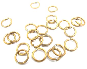 Orange Raw Brass Round Jump Rings - 8mm - 20 grams (approx. 150x) (F506)