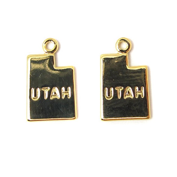 Gravé minuscules plaqué or sur breloques en état de l’Utah en laiton brut (2 X) (A443-C)