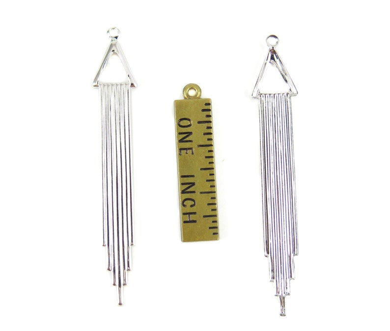 Rhodium Plated Art Deco Chime Drop Charms 4X M688-B