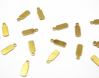 Small Brass Engraving Tag Charms (16X) (M682-A)