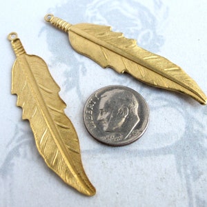 Brass Feather Pendants Large 6X M749-A image 5