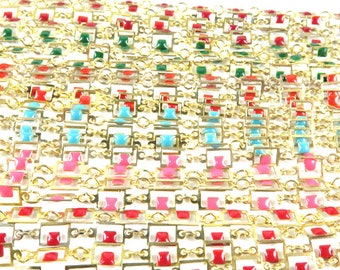 Vintage Colorful Gold And Enamel Bar Chain Necklaces (12X) (C567)