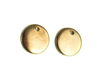 Rose Gold Plated Engraving Circle Charms - with hole - 11mm (6x) (M687-D)