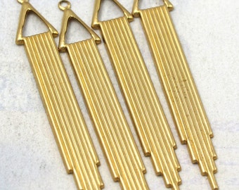 Brass Art Deco Chime Drop Charms (4X) (M688-A)