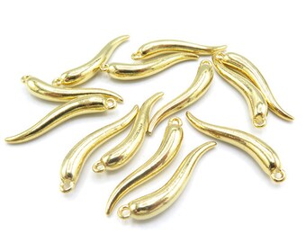 Gold Plated Italian Horn Charms (2x) (K633-C)