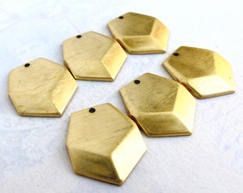 Brass Geometric Military Chevron Drop Charms. (6X) (M724)