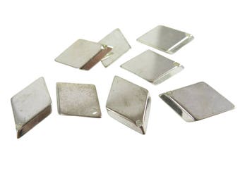 Vintage Silver Plated Diamond Geometric Drop Charms (8X) (V075)