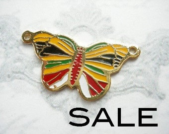 Vintage Enamel Butterfly Pendants (2X) (E522) SALE - 25% off