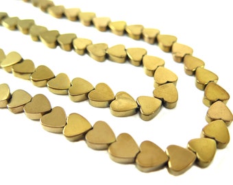 Bronze Electroplated Hematite Heart Beads - (30x) (NS569)