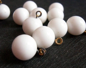 Vintage Japanese Glass White Dangle Ball Charms (P501)