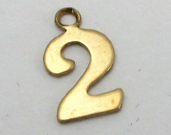 Raw Brass Number 0 Charms (10X) (A529)