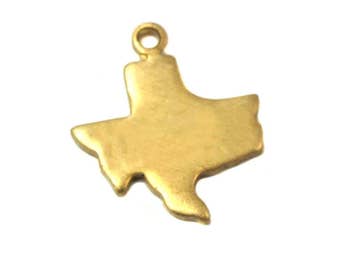 Blank - Tiny Raw Brass Texas State Charms (6X) (A442-1)