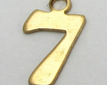 Raw Brass Number 7 Charms (10X) (A534)