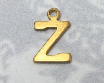 Raw Brass Letter Z Charms (10X) (A525)