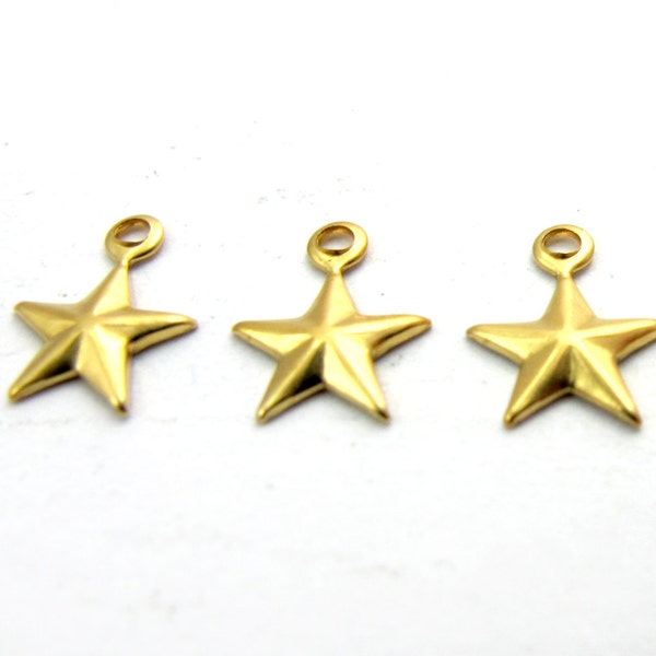 Brass Nautical Star Charms (40X) (M537)