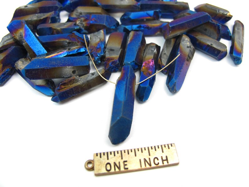 Electroplated Titanium Coated Rough Quartz Beads Iridescent Etsy