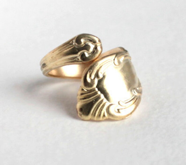 Large Brass Spoon Handle Ring - Adjustable (1X)(J609-A) - Etsy