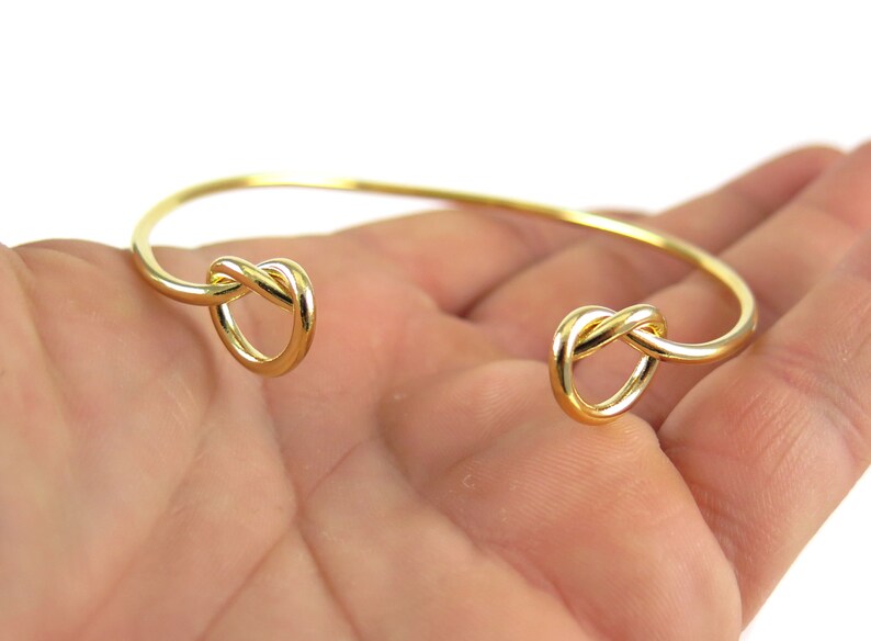 Rose Gold Plated Wire Double Knot Adjustable Bangle Bracelet Etsy