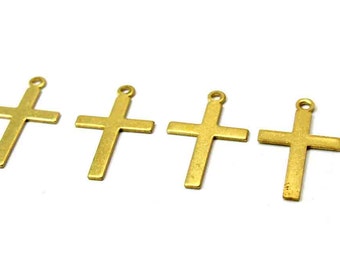 Brass Cross Engraving Charms (10X) (M523)