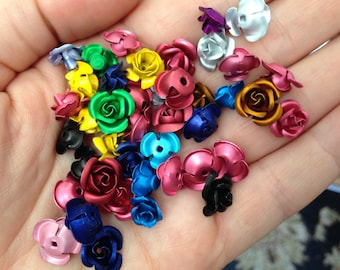 Colorful Assortment Of Anodized Aluminum Flower Charms (12X) (B512)