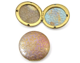 Vintage Raw Brass Lockets with Floral Texture ~ No Bail  (4X) (V121-B)