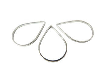 Small Rhodium Plated Teardrop Shape Wire Charms (20x) (K229-B)