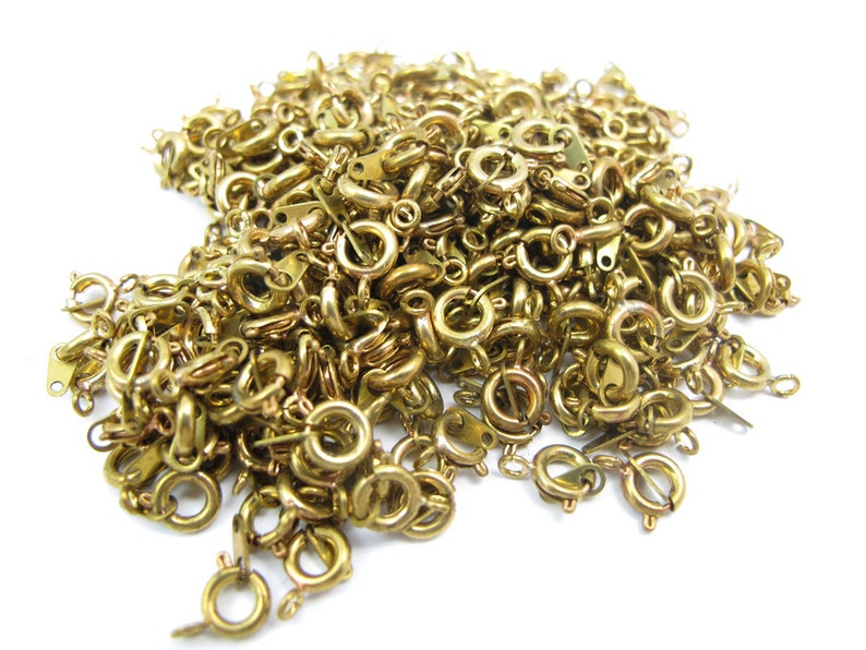 F535 16X Raw Brass Spring Clasps 7mm