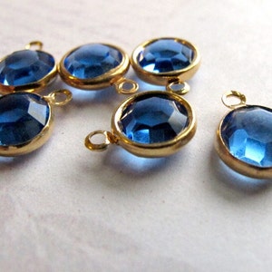 Vintage Sapphire Blue Swarovski Rhinestone Crystal Channel Charms 12mm 6X S523 image 3