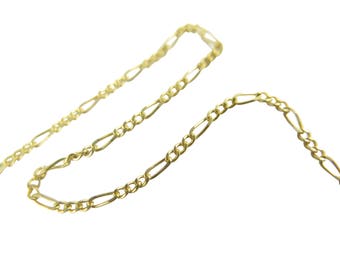 Shiny Gold Plated Figaro Curb Chain (4 Feet) (C929-C)